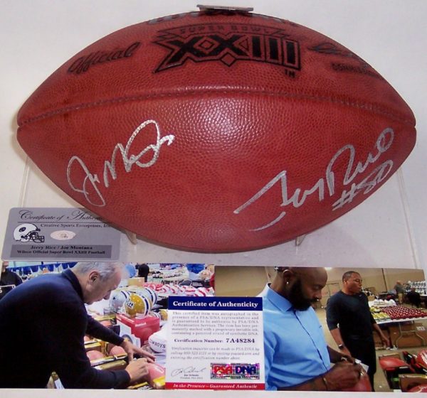 Joe Montana & Jerry Rice Autographed Hand Signed Super Bowl 23 XXIII Official NFL Football - PSA/DNA