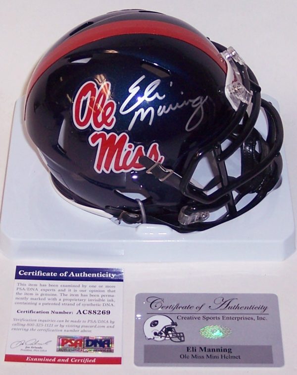 Eli Manning Autographed Hand Signed Ole Miss Rebels Speed Mini Helmet - PSA/DNA