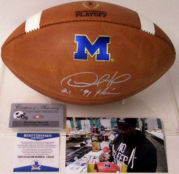 Desmond Howard Autographed Hand Signed Official Michigan NCAA Game Model Football - BAS Beckett